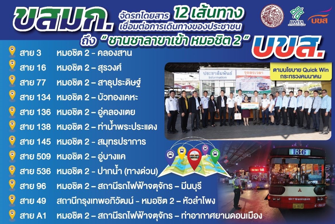 ขสมก ขสมก.เพิ่มรถโดยสารประจำหมอชิต 2 รวม 12 เส้นทาง